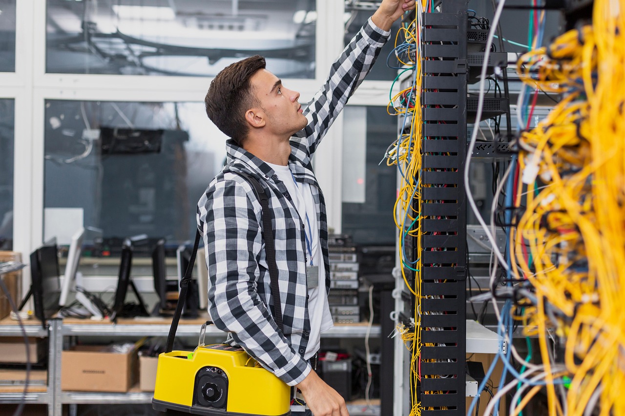Neatly organized structured cabling in a data rack