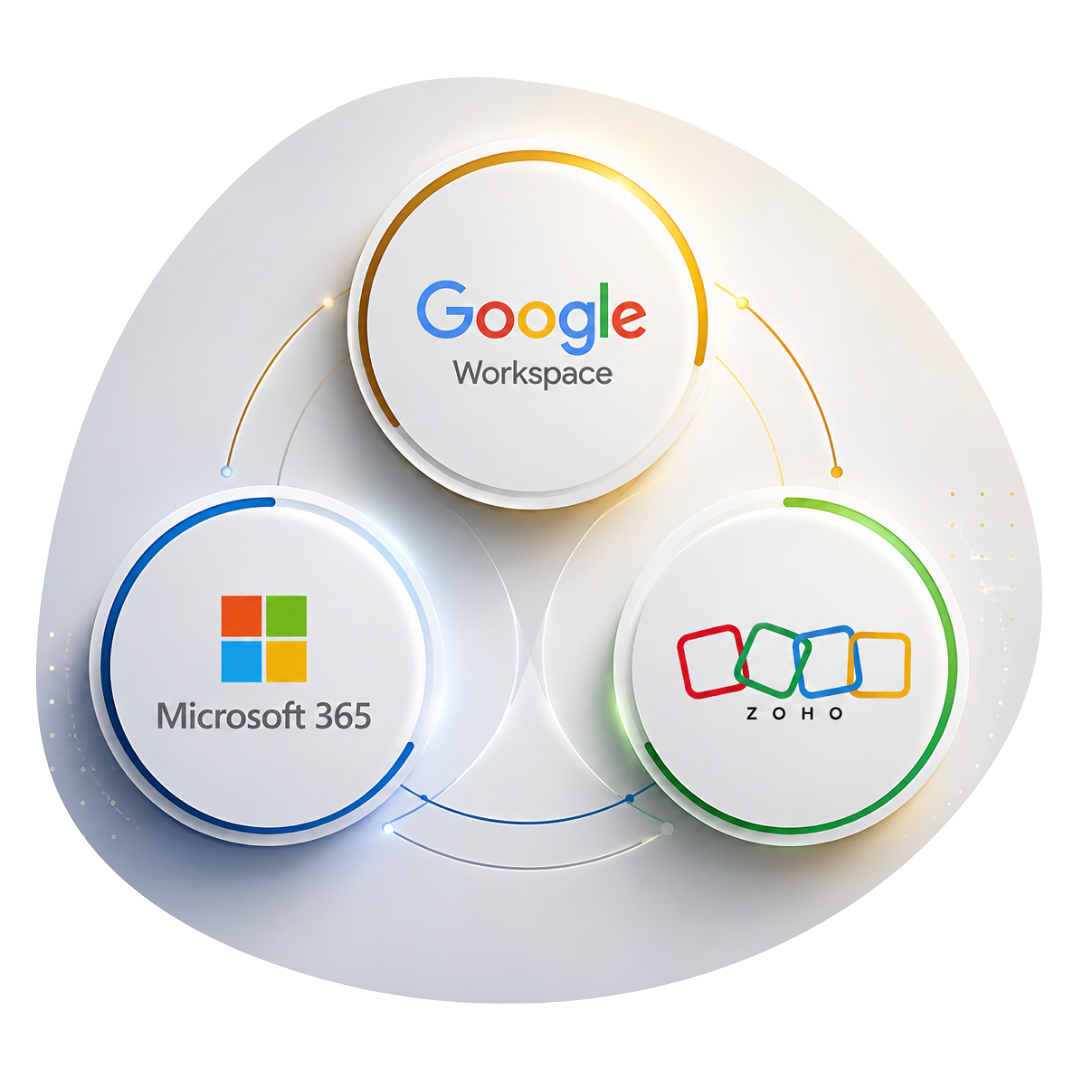 Google Workspace, Microsoft 365, and Zoho