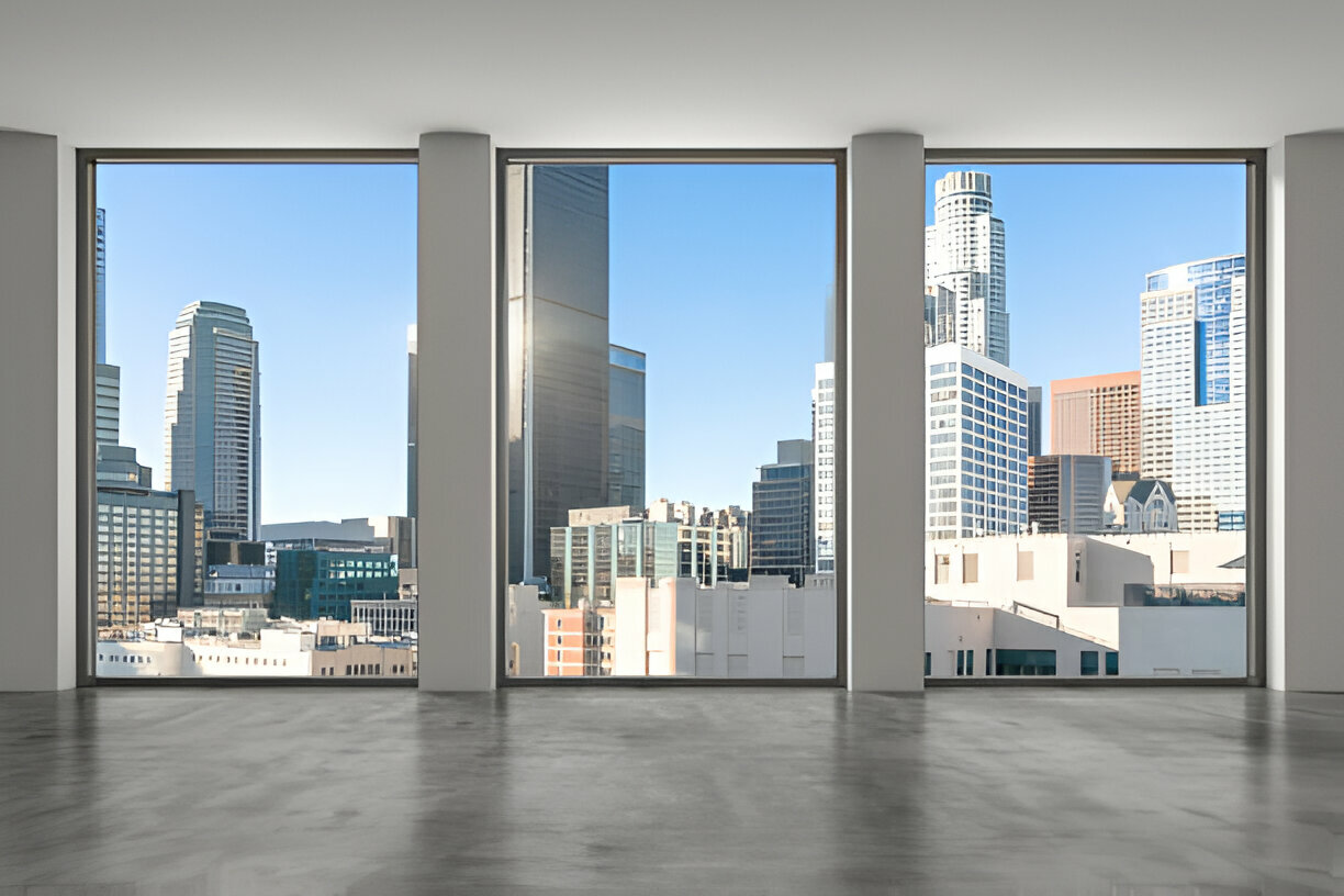 Glass with smart film in clear mode