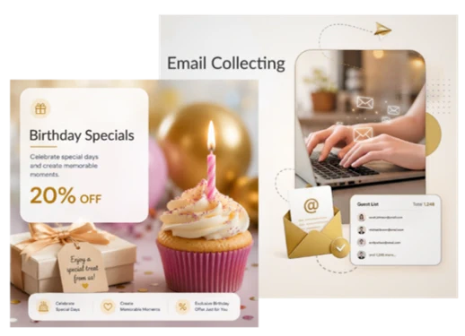 Guest email collection and personalized hotel birthday promotion examples